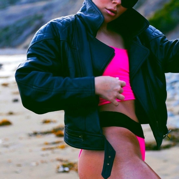 Laina Rauma Small PG13 fine mesh tank top camisole hot pink barbiecore club bed - Picture 2 of 8